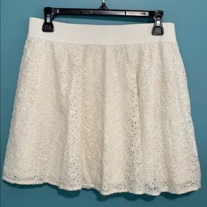 Cream lace mini skirt
